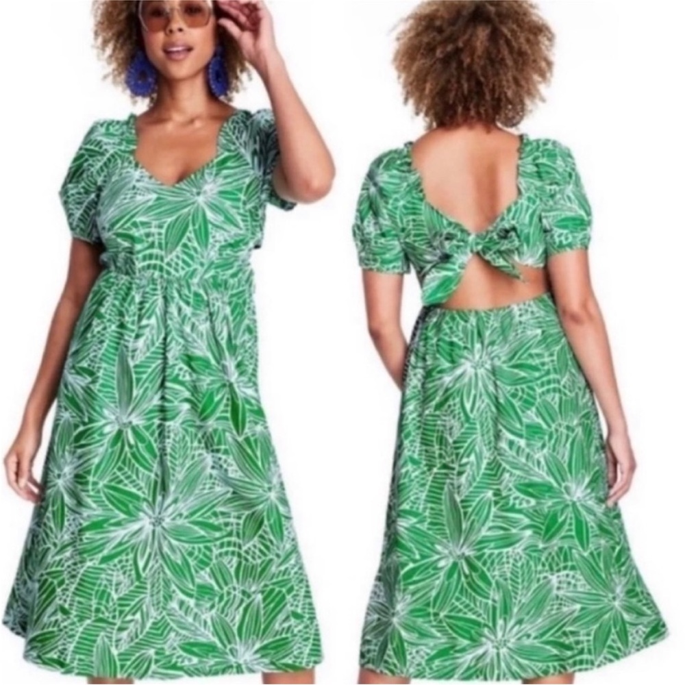 TABITHA BROWN X TARGET Linear Floral Print Tie-back Dress Size 2 NWT
